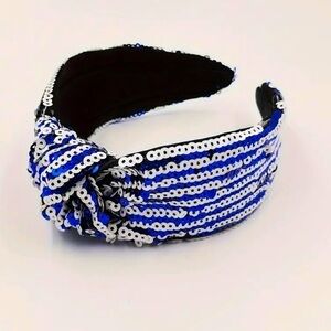 Blue and White Sequins Headband